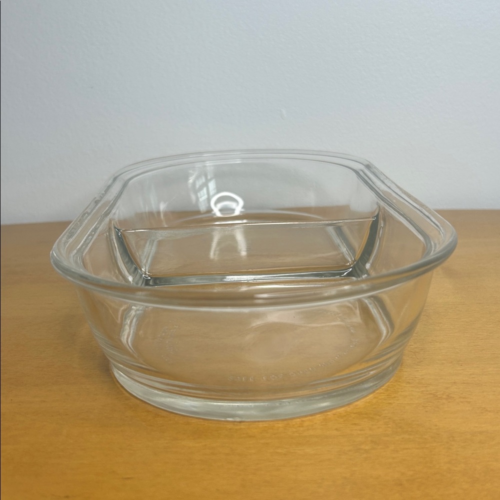 Pyrex 🍔 Clear Oval Glass Dual-Compartment Divided Cooking, Baking, Storage Dish - Picture 9 of 12